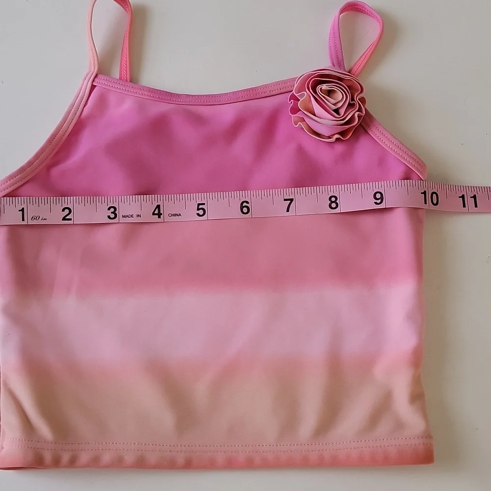 Wonder Nation Toddler Girls Ombre Tankini Swim Top Rose Detail Size 4T